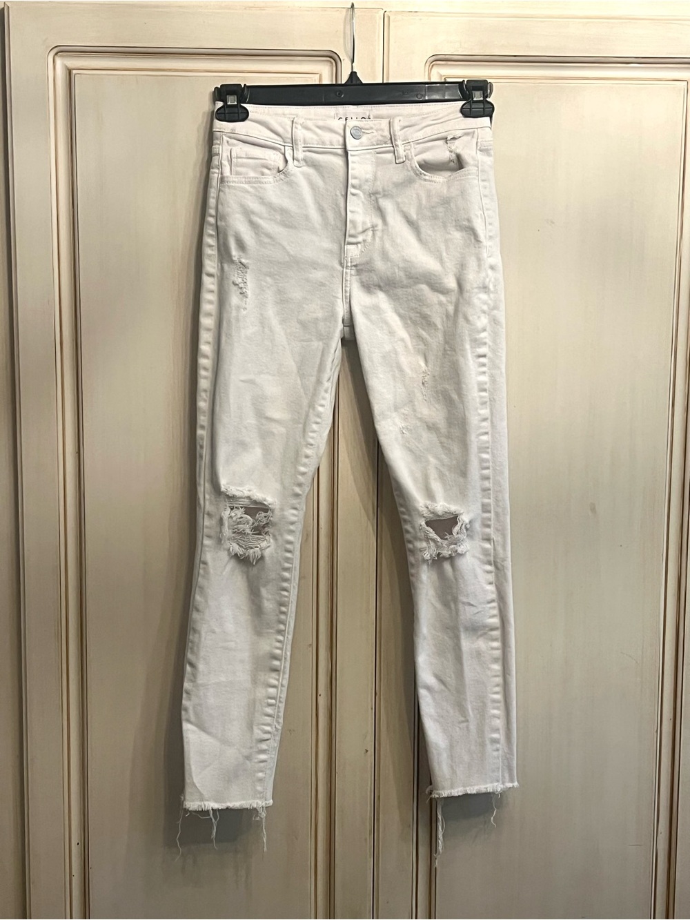Cello White Distressed Skinny Jeans Size 3 High Rise Ankle Cut